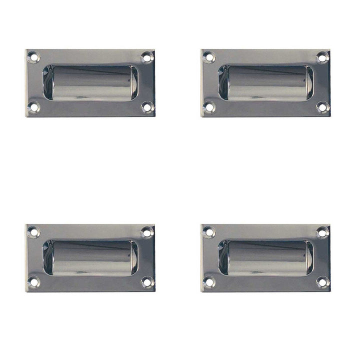 PACK Stylish 102mm Flush Pulls Polished Chrome Doors Drawers Recessed Door Handle