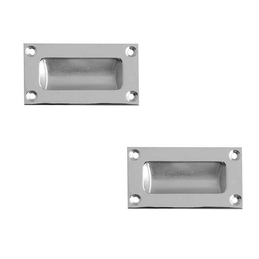 PACK 102mm Satin Chrome Flush Pulls Sliding Doors Drawers Recessed Door Handle (1)