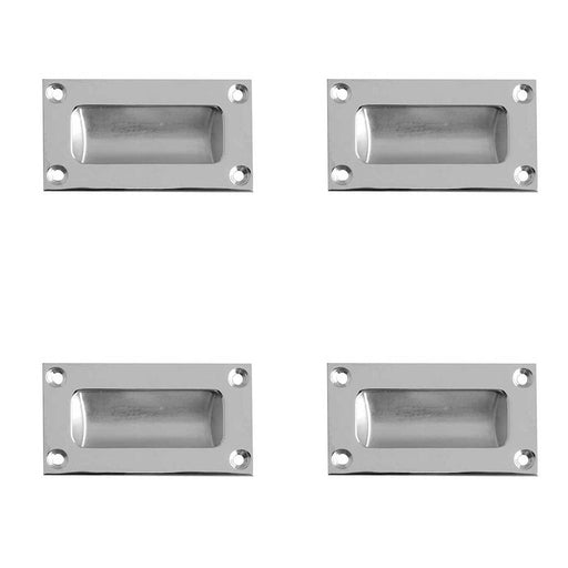 PACK 102mm Satin Chrome Flush Pulls Sliding Doors Drawers Recessed Door Handle