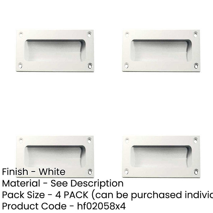 PACK Stylish 102mm White Flush Pulls Sliding Doors Drawers Recessed Door Handle-1