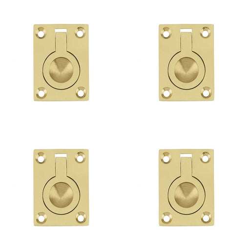 PACK Premium 50x63mm Flush Rings Polished Brass Carpentry Projects Recessed Door Handle