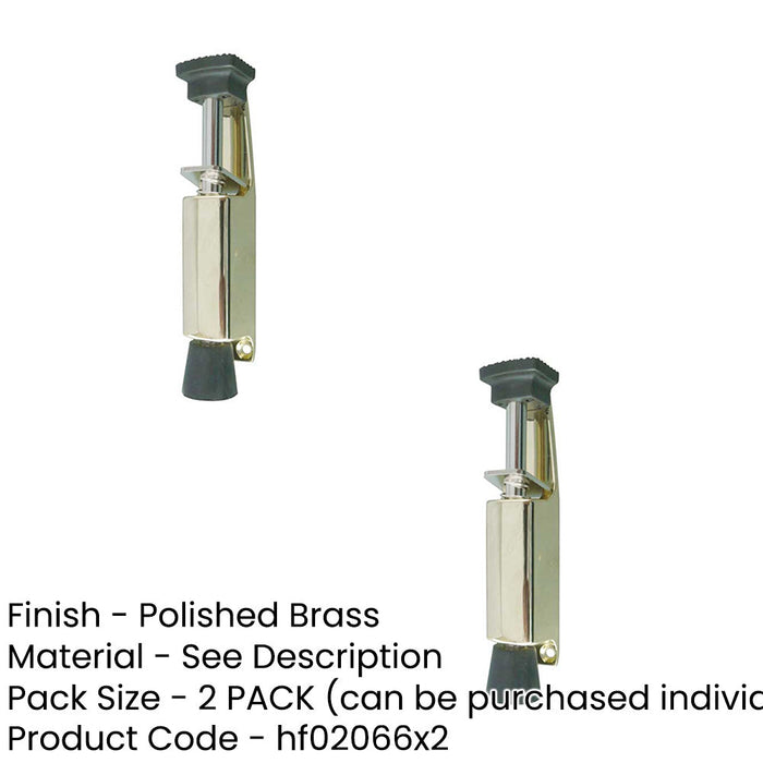 PACK Polished Brass 120mm Foot Operated Door Holder Home Office-1