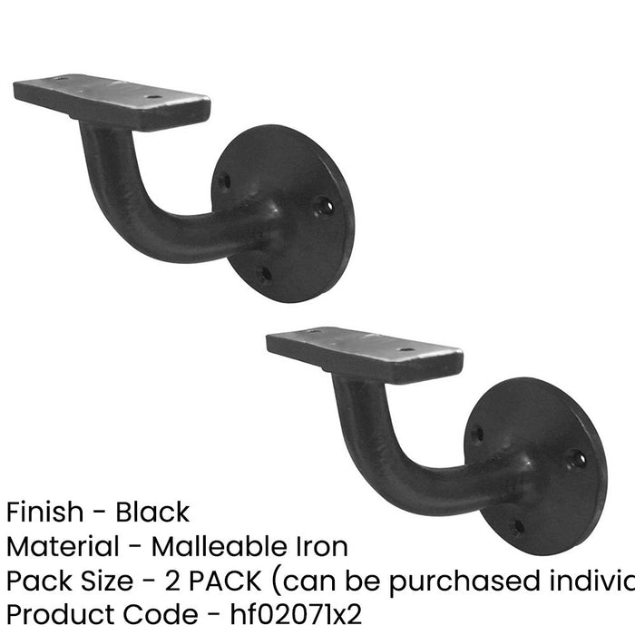 PACK Vintage Black Hand Rail Brackets 63mm Antique Style Stair Bannister Holder (1)-1