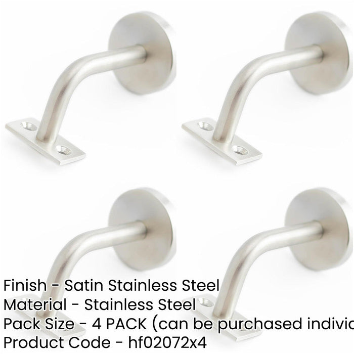 PACK Premium Satin Stainless Steel Handrail Brackets 75mm Secure Mounting Stair Bannister Holder-1