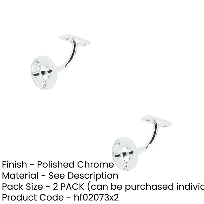 PACK Premium Zinc Handrail Brackets Polished Chrome 63mm Support Stair Bannister Holder (1)-1
