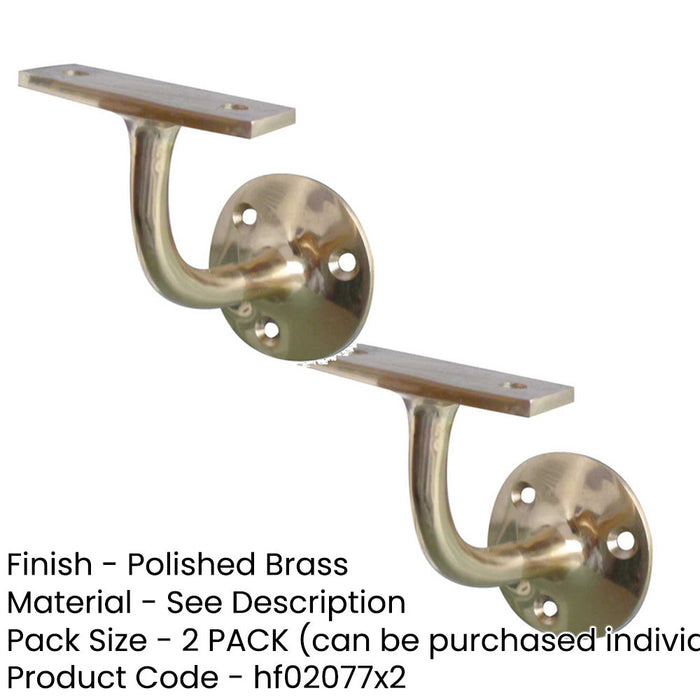 PACK Premium Solid Brass Handrail Brackets 64mm Polished Finish Safety Durability Stair Bannister Holder (1)-1