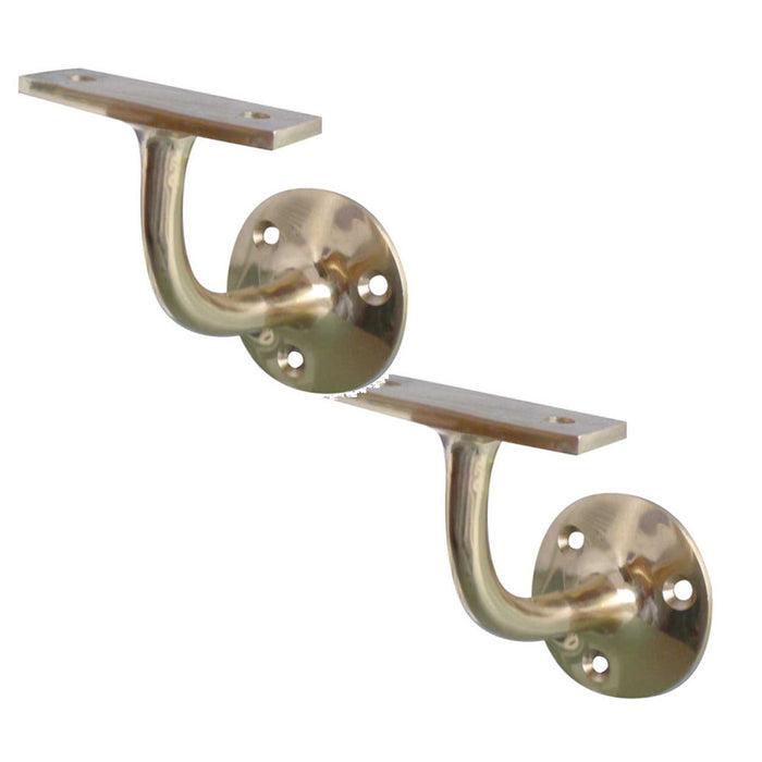 PACK Premium Solid Brass Handrail Brackets 64mm Polished Finish Safety Durability Stair Bannister Holder (1)