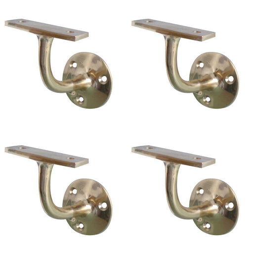 PACK Premium Solid Brass Handrail Brackets 64mm Polished Finish Safety Durability Stair Bannister Holder