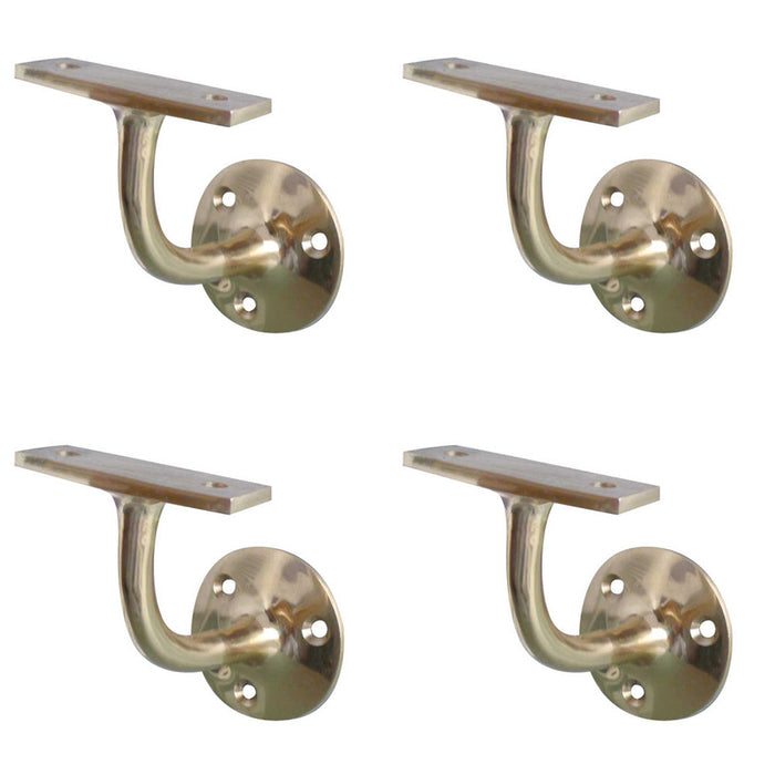 PACK Premium Solid Brass Handrail Brackets 64mm Polished Finish Safety Durability Stair Bannister Holder