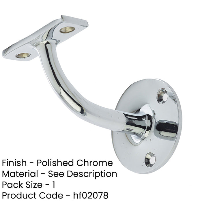 Durable Solid Brass Handrail Brackets Polished Chrome Finish 64mm Stair Bannister Holder-1