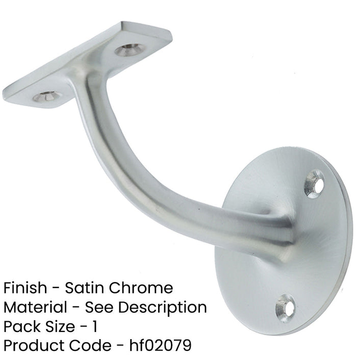 Durable Solid Brass Handrail Brackets Satin Chrome Finish 64mm Stair Bannister Holder-1