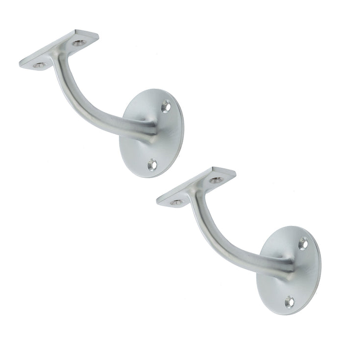 PACK Durable Solid Brass Handrail Brackets Satin Chrome Finish 64mm Stair Bannister Holder (1)