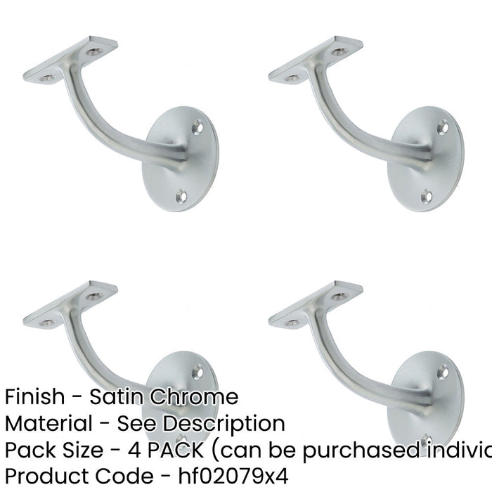 PACK Durable Solid Brass Handrail Brackets Satin Chrome Finish 64mm Stair Bannister Holder-1