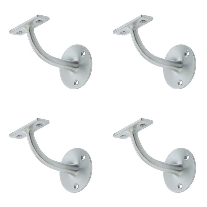 PACK Durable Solid Brass Handrail Brackets Satin Chrome Finish 64mm Stair Bannister Holder