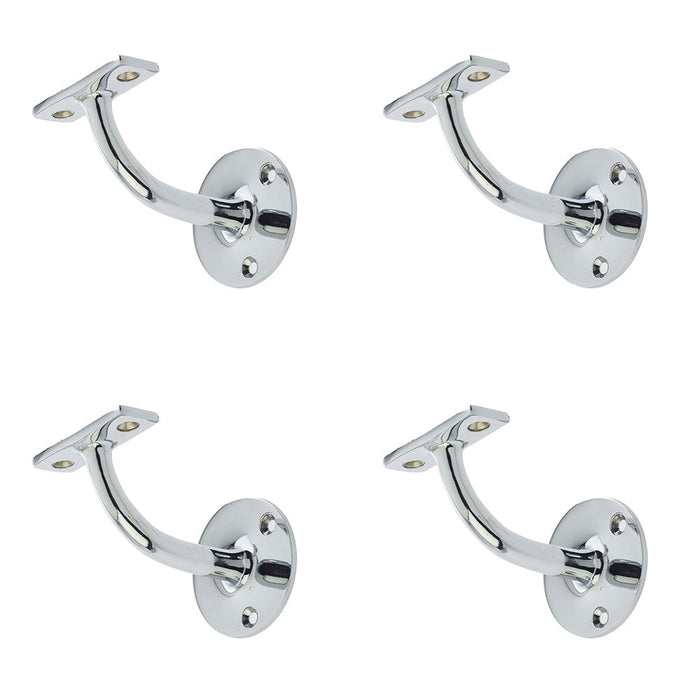 PACK Durable Solid Brass Handrail Brackets Polished Chrome Superior Support Stair Bannister Holder