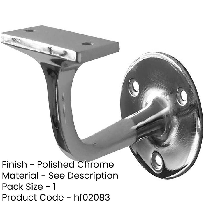Durable 75mm Polished Chrome Zinc Handrail Brackets Safety Style Stair Bannister Holder-1