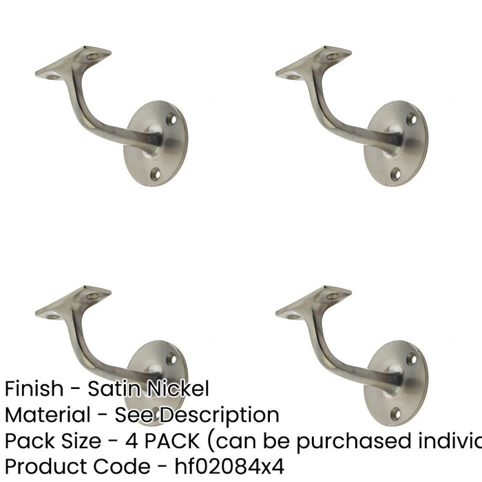 PACK Durable 75mm Satin Nickel Zinc Handrail Brackets Safety Stair Bannister Holder-1