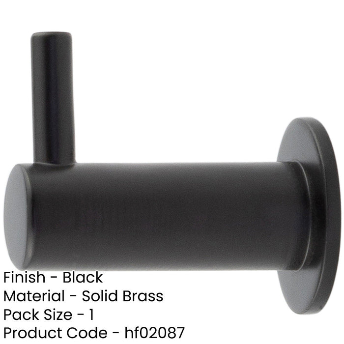 Durable Black Cupboard Hook 37mm Stylish Organization Wall Mounted Clothing Hook-1