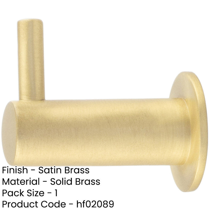 Durable 37mm Satin Brass Cupboard Hook Stylish Organization Wall Mounted Clothing Hook-1