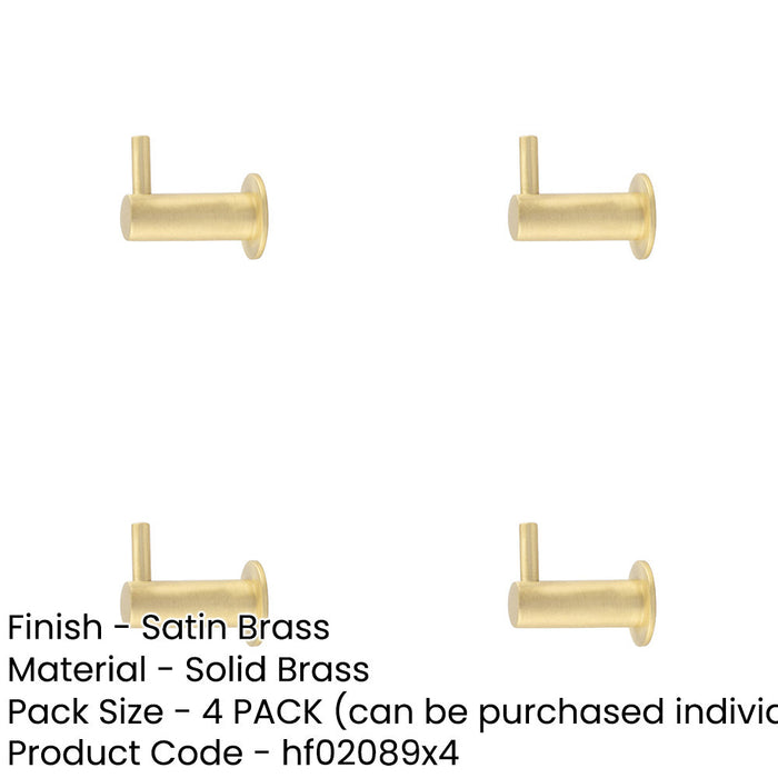 PACK Durable 37mm Satin Brass Cupboard Hook Stylish Organization Wall Mounted Clothing Hook-1