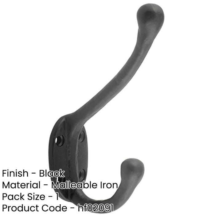 Elegant Antique Black Coat Hook 125mm Wall Mounted Clothing Hook-1