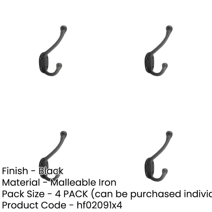 PACK Elegant Antique Black Coat Hook 125mm Wall Mounted Clothing Hook-1