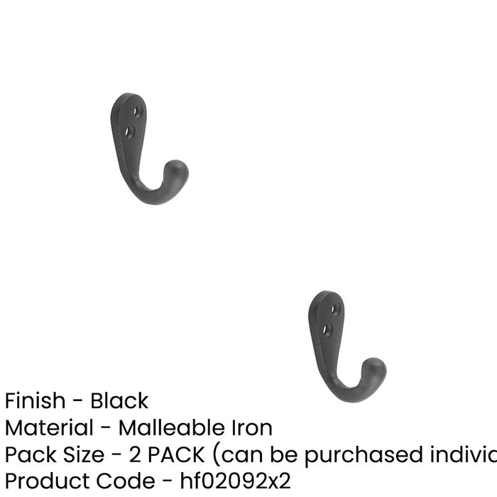 PACK Elegant 55mm Black Robe Hook Home Decor Wall Mounted Clothing Hook (1)-1