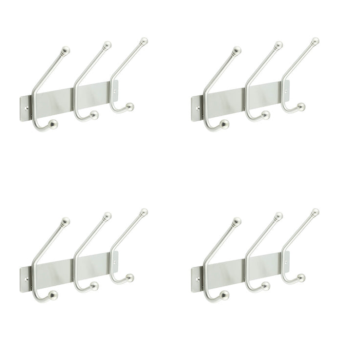 PACK Durable Satin Stainless Steel Multi Hook Units 250MM Home Office Wall Mounted Clothing Hook