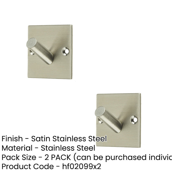 PACK Premium Satin Stainless Steel Single Robe Hook 48mm Wall Mounted Clothing Hook (1)-1