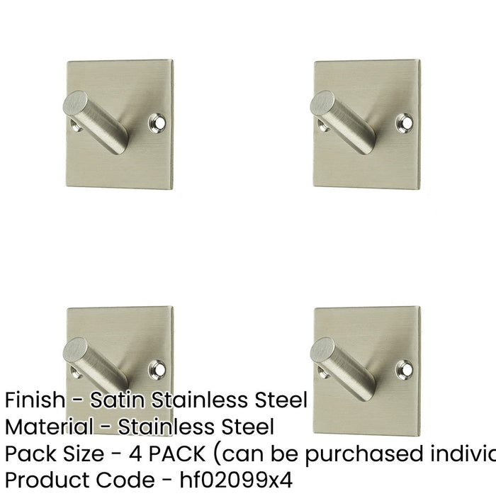 PACK Premium Satin Stainless Steel Single Robe Hook 48mm Wall Mounted Clothing Hook-1