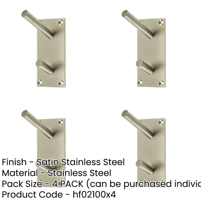 PACK Premium Satin Stainless Steel Coat Hook 94x46mm Wall Mounted Clothing Hook-1