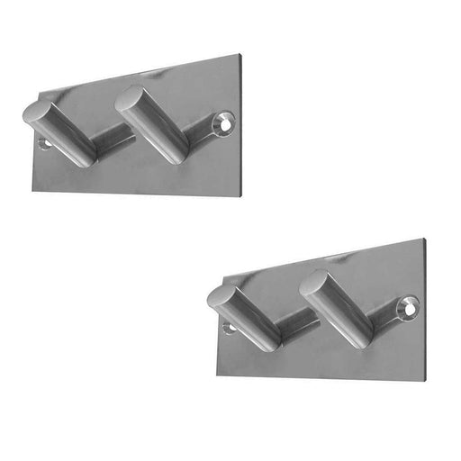 PACK Stylish Double Robe Hook Satin Stainless Steel 94x46mm Wall Mounted Clothing Hook (1)