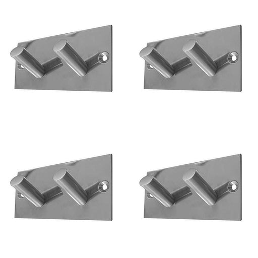 PACK Stylish Double Robe Hook Satin Stainless Steel 94x46mm Wall Mounted Clothing Hook