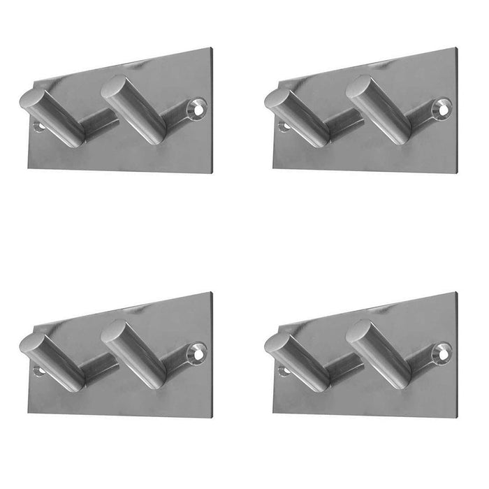 PACK Stylish Double Robe Hook Satin Stainless Steel 94x46mm Wall Mounted Clothing Hook