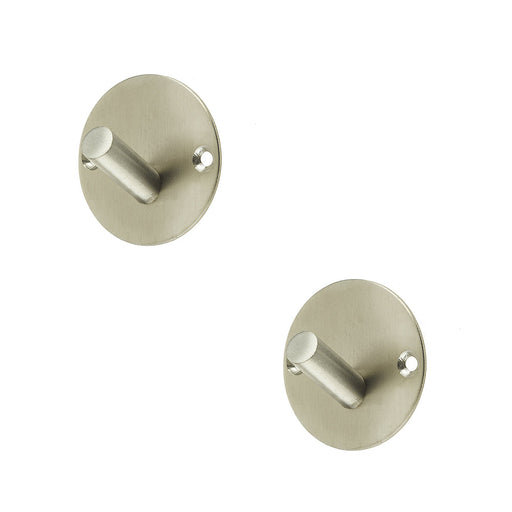 PACK Stylish 45mm Satin Stainless Steel Single Robe Hook Modern Bathrooms Wall Mounted Clothing Hook (1)