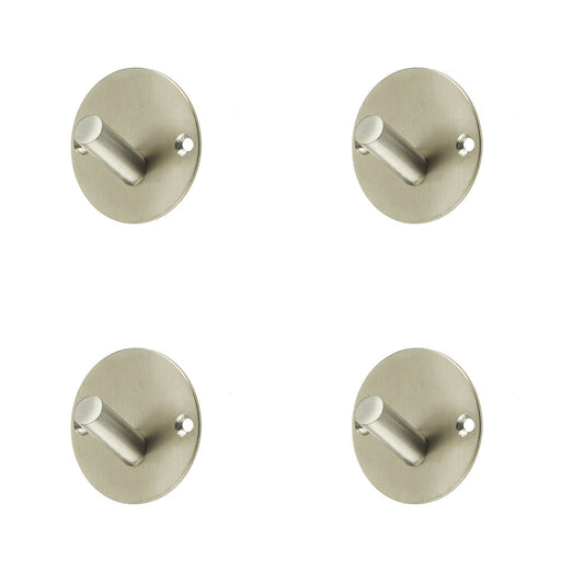 PACK Stylish 45mm Satin Stainless Steel Single Robe Hook Modern Bathrooms Wall Mounted Clothing Hook