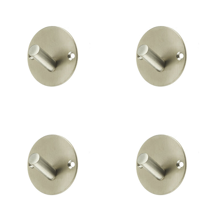 PACK Stylish 45mm Satin Stainless Steel Single Robe Hook Modern Bathrooms Wall Mounted Clothing Hook