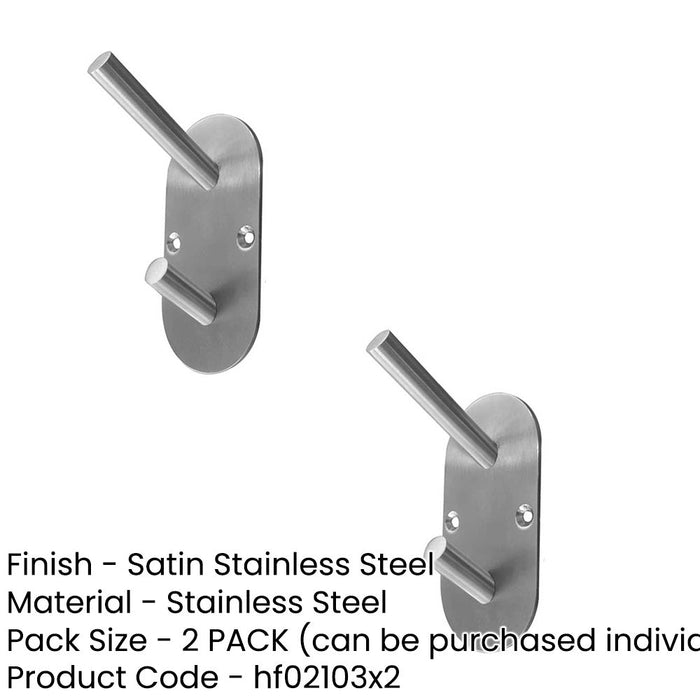 PACK Durable Satin Stainless Steel Coat Hook 90x45mm Wall Mounted Clothing Hook (1)-1
