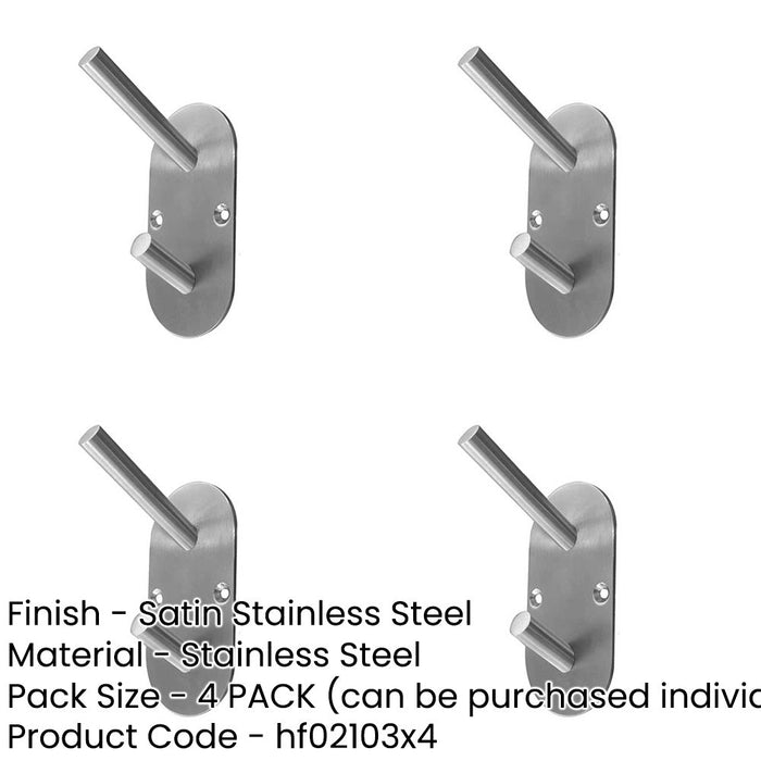 PACK Durable Satin Stainless Steel Coat Hook 90x45mm Wall Mounted Clothing Hook-1