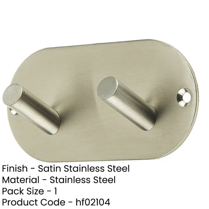 Satin Stainless Steel Double Robe Hook 90x45mm Elegant Design Wall Mounted Clothing Hook-1
