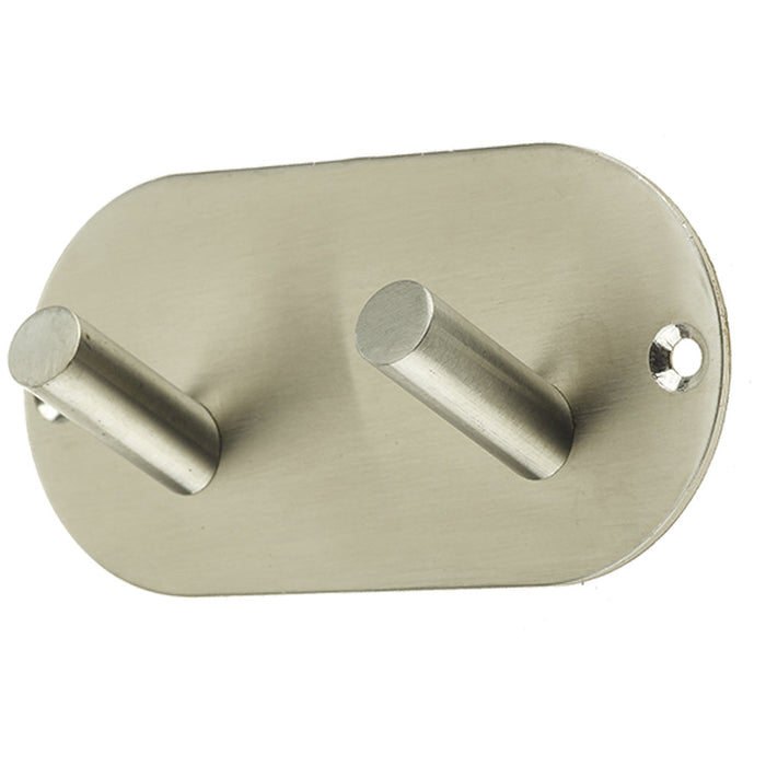 Satin Stainless Steel Double Robe Hook 90x45mm Elegant Design Wall Mounted Clothing Hook