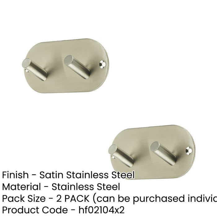 PACK Satin Stainless Steel Double Robe Hook 90x45mm Elegant Design Wall Mounted Clothing Hook (1)-1