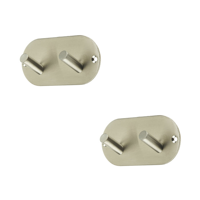 PACK Satin Stainless Steel Double Robe Hook 90x45mm Elegant Design Wall Mounted Clothing Hook (1)