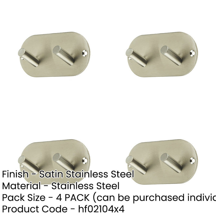 PACK Satin Stainless Steel Double Robe Hook 90x45mm Elegant Design Wall Mounted Clothing Hook-1