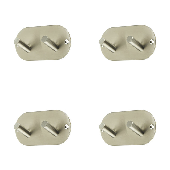 PACK Satin Stainless Steel Double Robe Hook 90x45mm Elegant Design Wall Mounted Clothing Hook