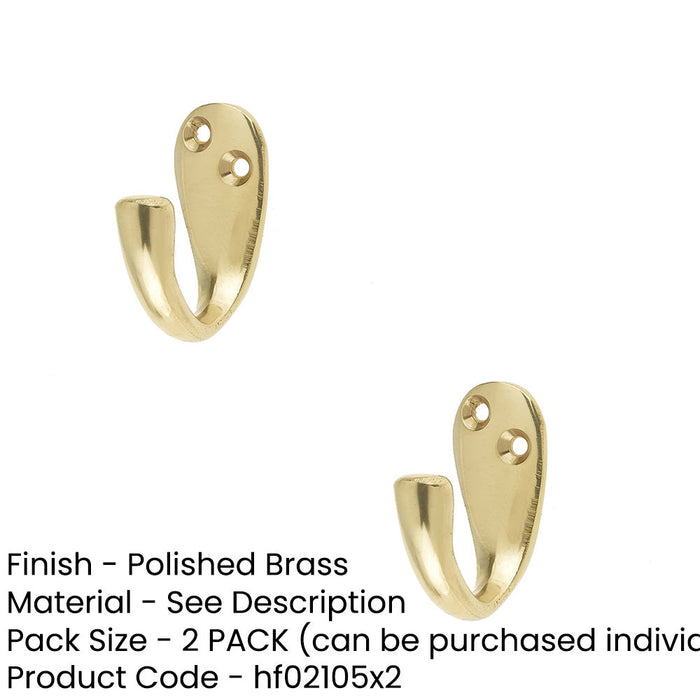 PACK Elegant Polished Brass Single Robe Hook Home Wall Mounted Clothing Hook (1)-1