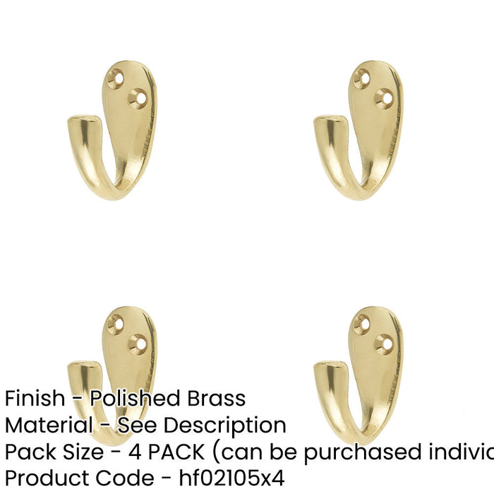 PACK Elegant Polished Brass Single Robe Hook Home Wall Mounted Clothing Hook-1