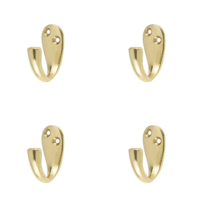 PACK Elegant Polished Brass Single Robe Hook Home Wall Mounted Clothing Hook