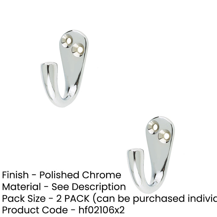 PACK Polished Chrome Single Robe Hook Stylish Organization Wall Mounted Clothing Hook (1)-1