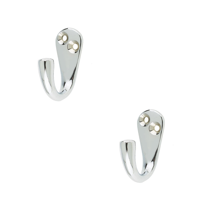 PACK Polished Chrome Single Robe Hook Stylish Organization Wall Mounted Clothing Hook (1)